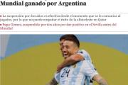 世体：戈麦斯的药检阳性不会影响到阿根廷的世界杯冠军